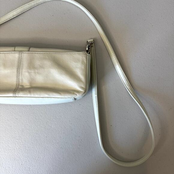 VTG Crossbody White Ivory Purse Bag 100% Leather - Picture 7 of 10